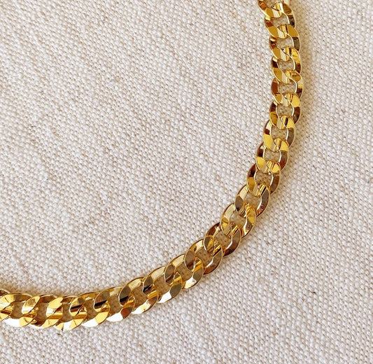 18k Gold Filled 8mm Diamond Cut Cuban Chain Necklace